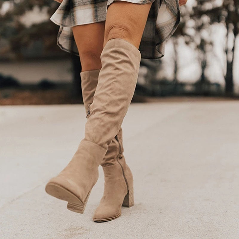 Elle&Vire® | Elegant High-Heeled Knee Suede Boots