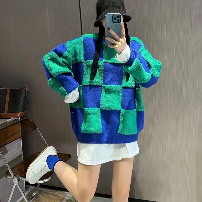 Elle&Vire® - Checkerboard Fleece Pullover (One-Size)