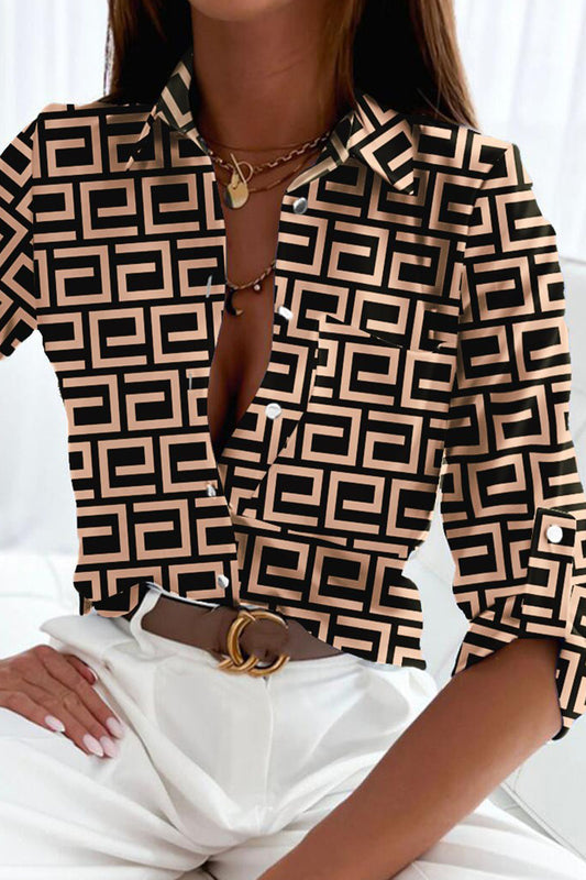 Elle&Vire® - Designer Rolled-Sleeve Shirt with Modern Print