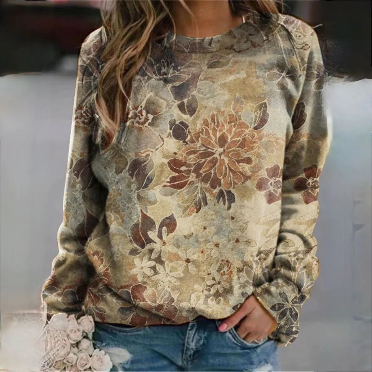 Elle&Vire® - Sweater with elegant floral pattern