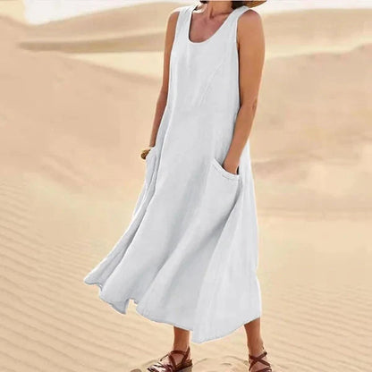 Linda™ - Cotton and linen summer dress