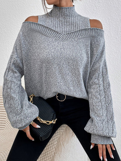 Elle&Vire® Gray Open Shoulder Sweater