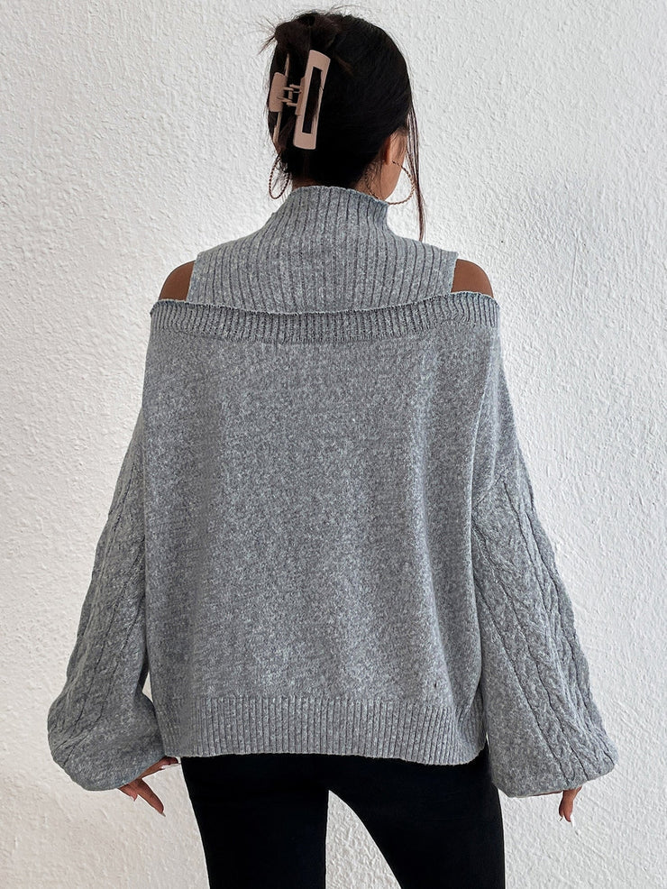 Elle&Vire® Gray Open Shoulder Sweater