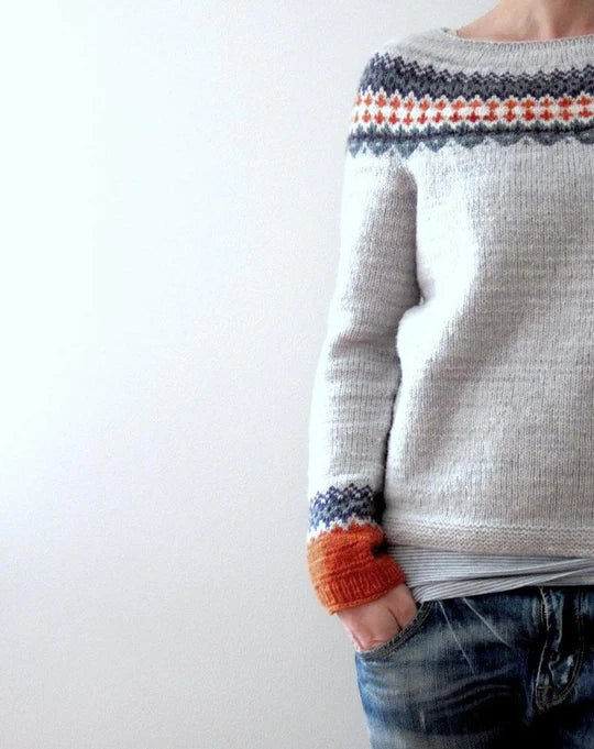 Elle&Vire® - Gray Boho Style Sweater