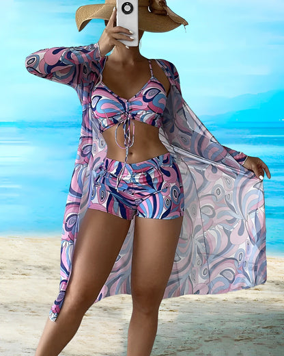 Elle&Vire® - 3 piece bikini set with floral pattern