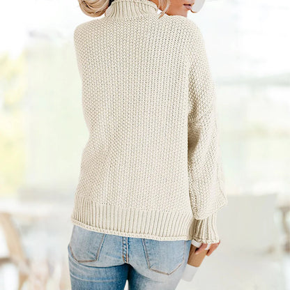 Eva Janssen® - Beige Stylish Turtleneck Sweater