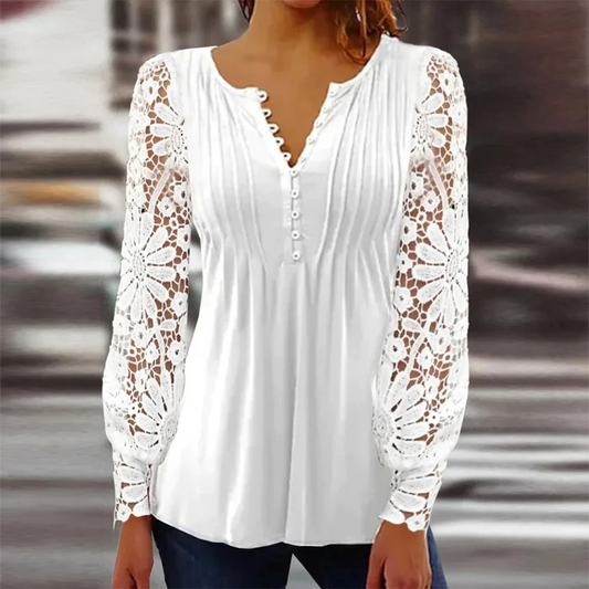 Elle&Vire® - White plain top floral embroidery