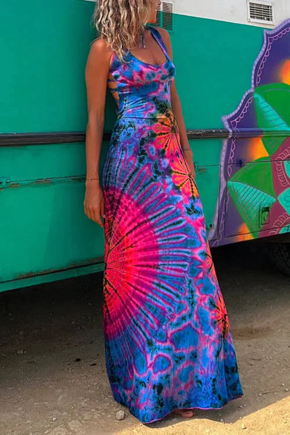 Layiah - Maxi dress with lacing and tie dye print