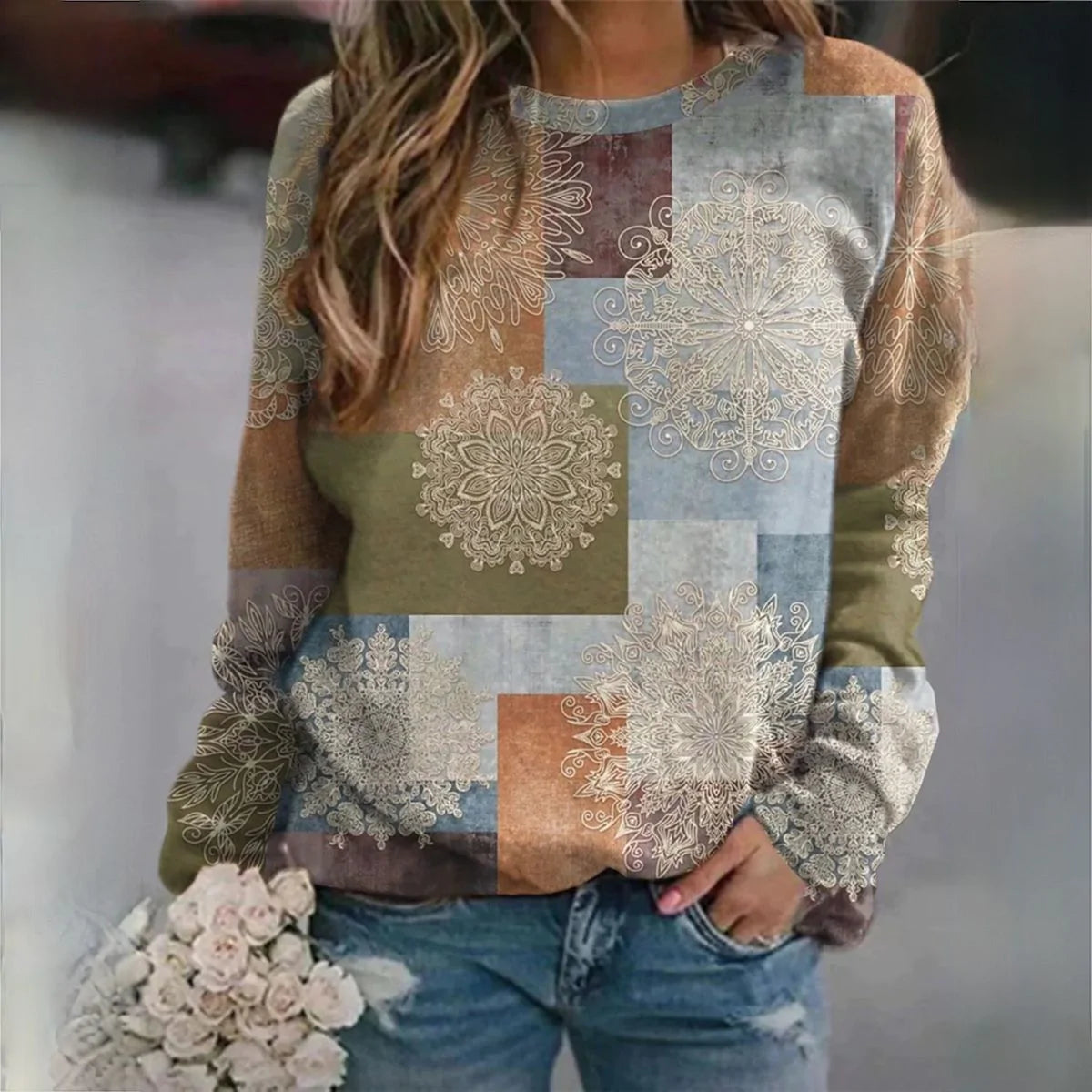 Lucia Comér® - Sweater with elegant block print