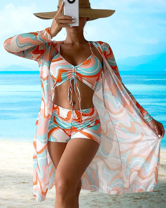 Elle&Vire® - 3 piece bikini set with floral pattern