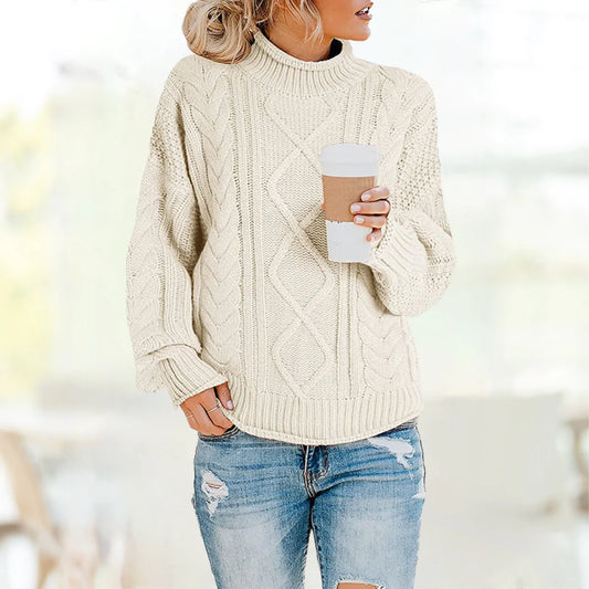 Eva Janssen® - Beige Stylish Turtleneck Sweater
