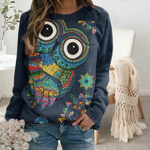 Eva Janssen® - Artistic Owl Print Sweater