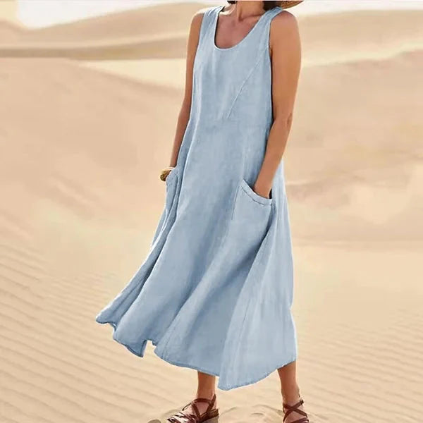 Linda™ - Cotton and linen summer dress