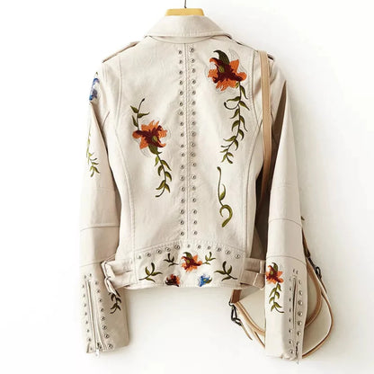 Allison™ - Flowered leather jacket