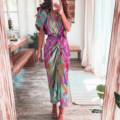 ELLIS - Boho Multicolor Print Dress