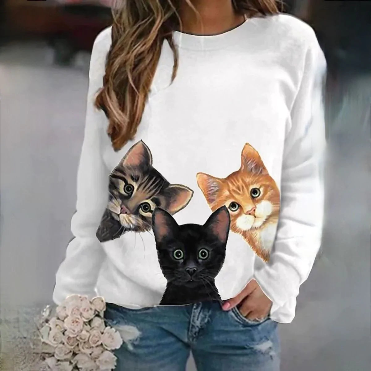 Lucia Comér® - Elegant Cat print sweater